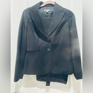 Ann Taylor Petites Navy/Dark Blue Pinstripes Pants Suit - Size 0P